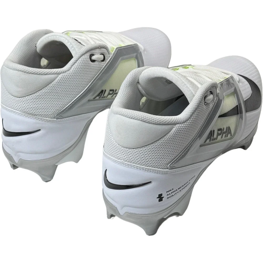 Nike Alpha‎ Menace 4 Pro Cleats  - NEW Mens 12 White / Black / Volt - #47708-OF